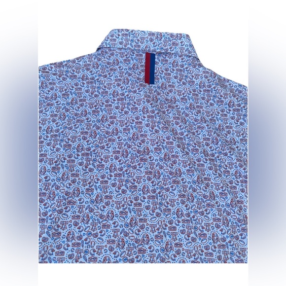 RHOBACK Men’s Performance Polo Sz XL American Icons USA White Golf Stretch Shirt - Picture 7 of 11